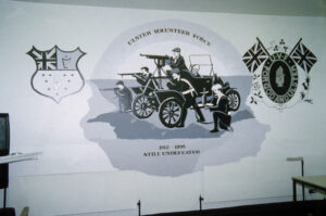 UVF mural, depicting motorized division of UVF, 1914